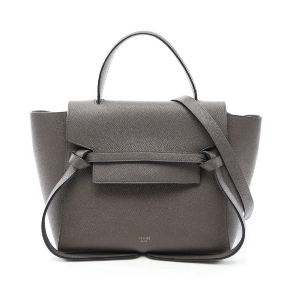 Celine Belt Leather Crossbody BAG Handbag Leather Gray